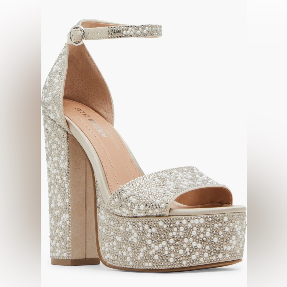 Steve Madden Silver Rhinestone Platform Heels - Picture 6 of 6